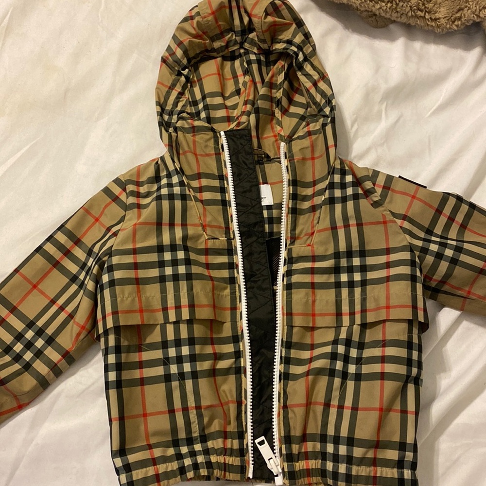 Logo plaid burberry jacket for kids size 3 boy or girl